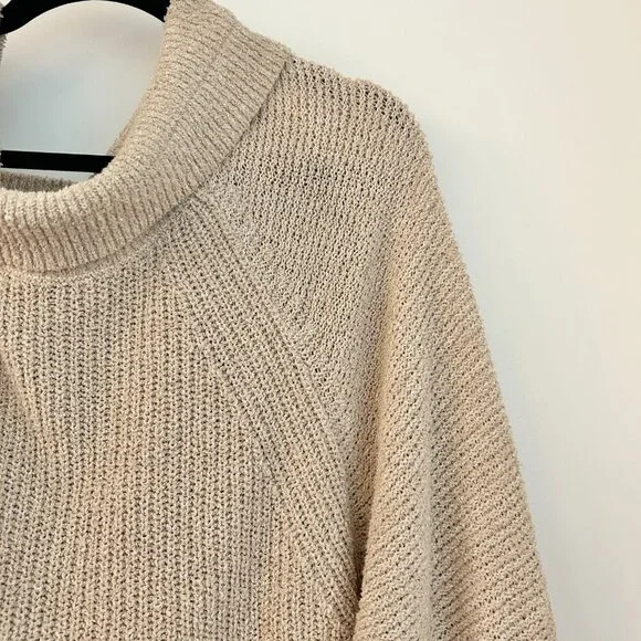 Free People Oversized Edessa Pullover Sweater in Almond Combo Taupe Size M - Picture 4 of 8
